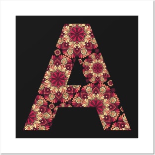 Floral Mandala Capital Letter A Sunset Posters and Art